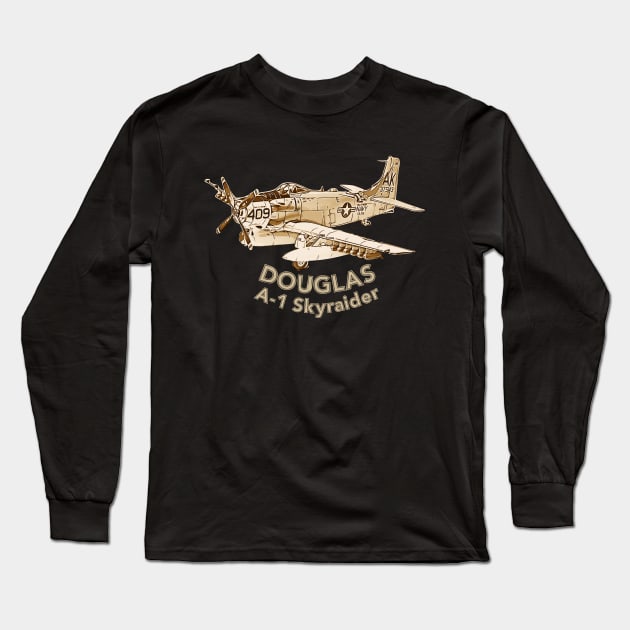 Douglas A-1 Skyraider Long Sleeve T-Shirt by aeroloversclothing